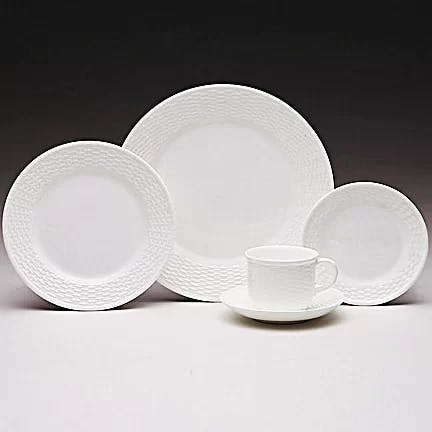 Nantucket Basketweave 5-Piece Porcelain Dinner Set, White