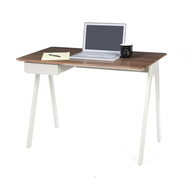 Compact White Wood Work Desk with Versatile Drawer