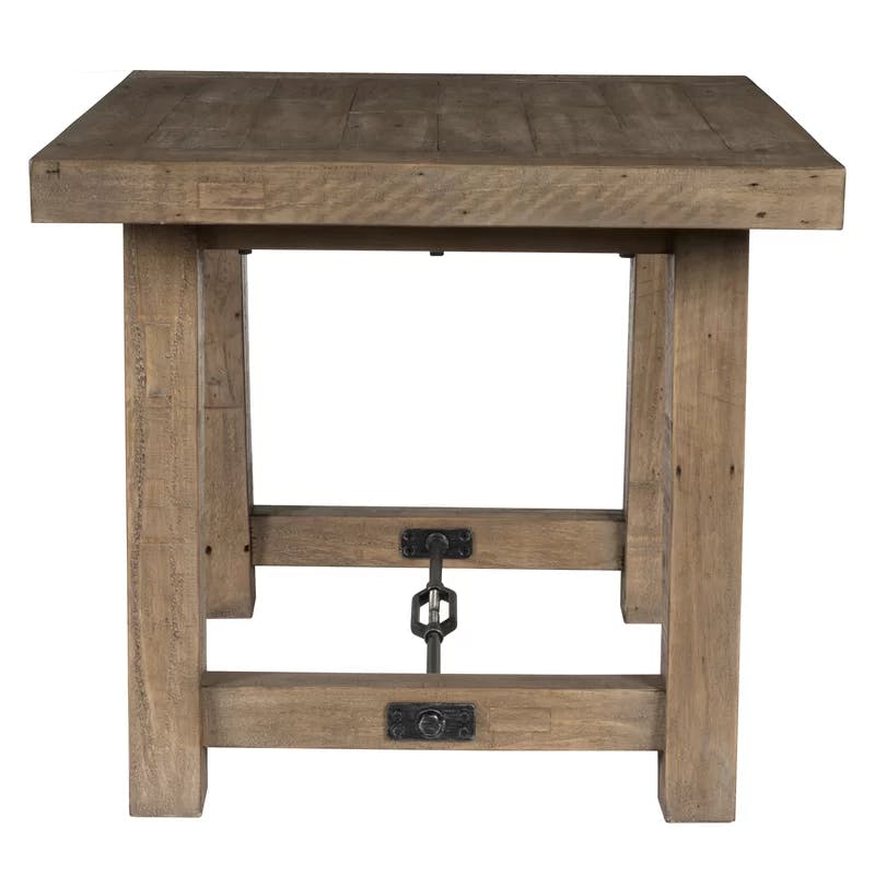 Tuscany Reclaimed Pine and Metal 26" Square End Table - Weathered Taupe