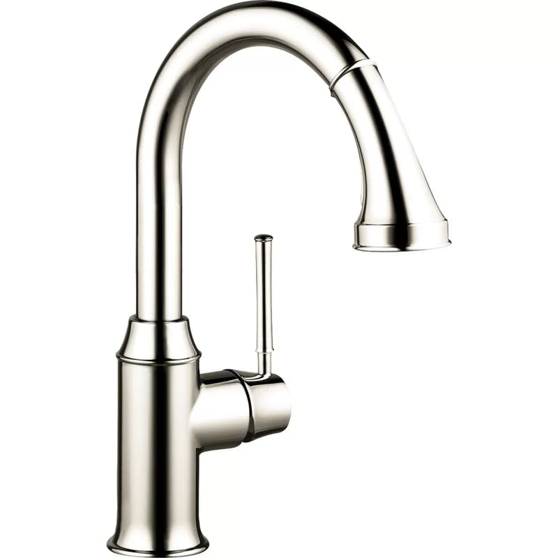 Modern Nickel Brass Pull-Out Spray Kitchen Faucet 13 5/8"