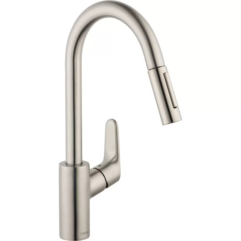 Contemporary Steel Optik Pull-Out Kitchen Faucet with Magnetic Docking