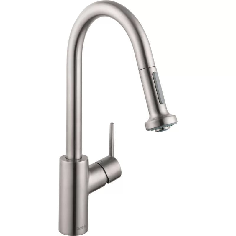 Talis S² 16'' Steel Optik Modern Pull-Down Kitchen Faucet with Brass Construction