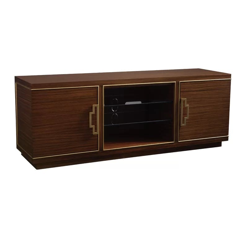 Aventura Aria 72" Transitional Zebrano Wood Media Console with Gold Accents