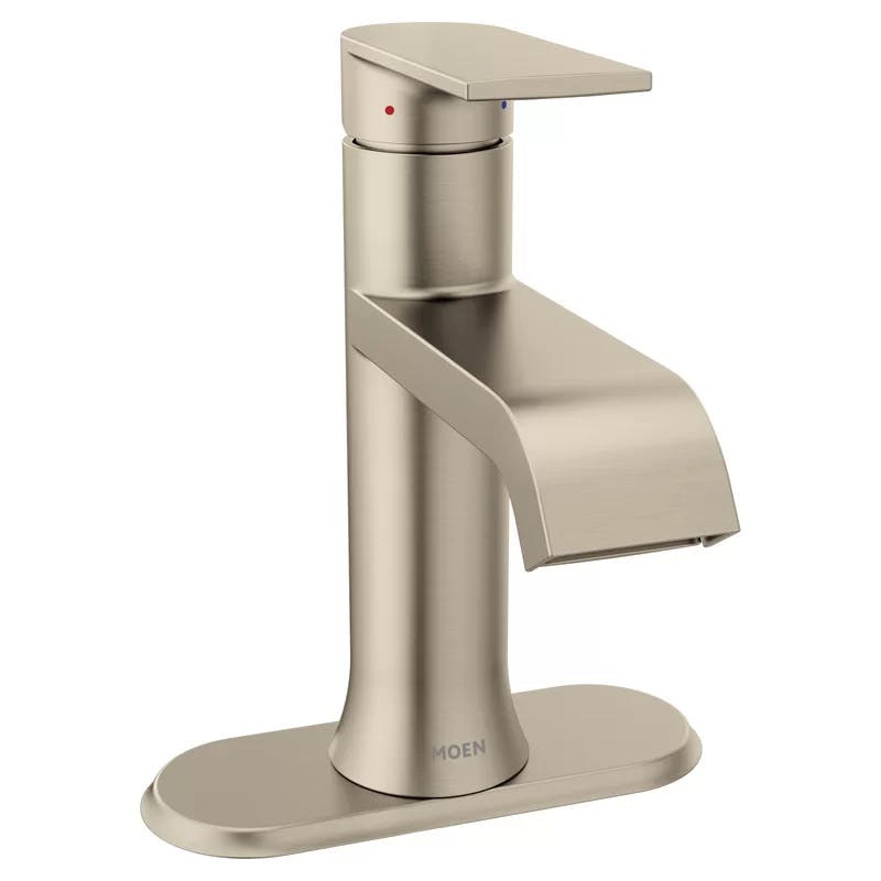 Modern 7" Brushed Nickel Single Hole Bathroom Faucet with Drain