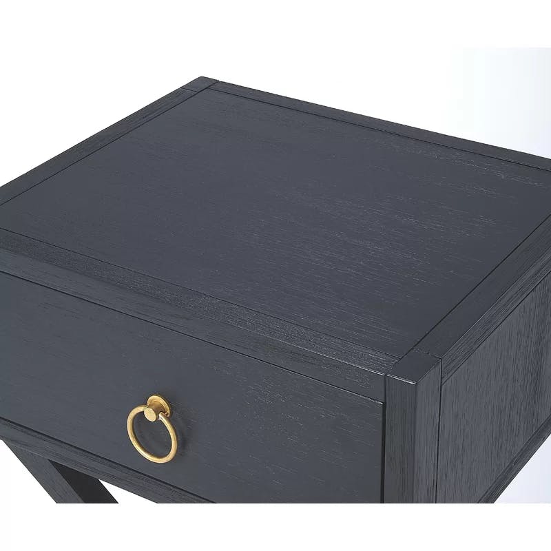 Luxe Navy Blue and Gold 90" Rectangular End Table with Storage