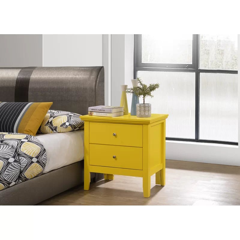 Primo 2-Drawer Yellow Particle Board Nightstand - 24"x16"