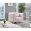Pompano Plush Pink Velvet Armchair with Chrome Accents