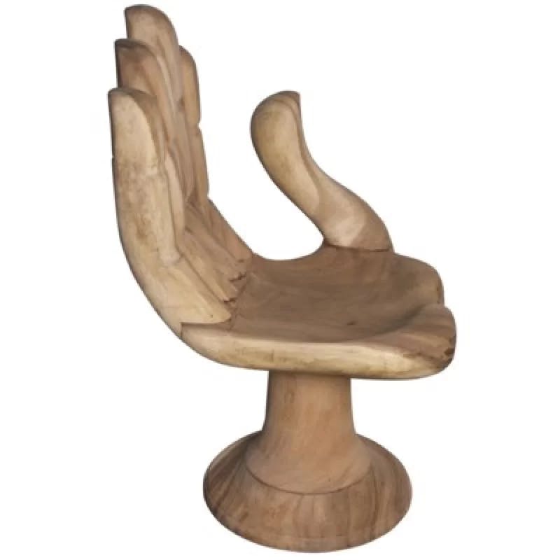 Handcrafted Buddha Teak Wood Accent Chair in Brown