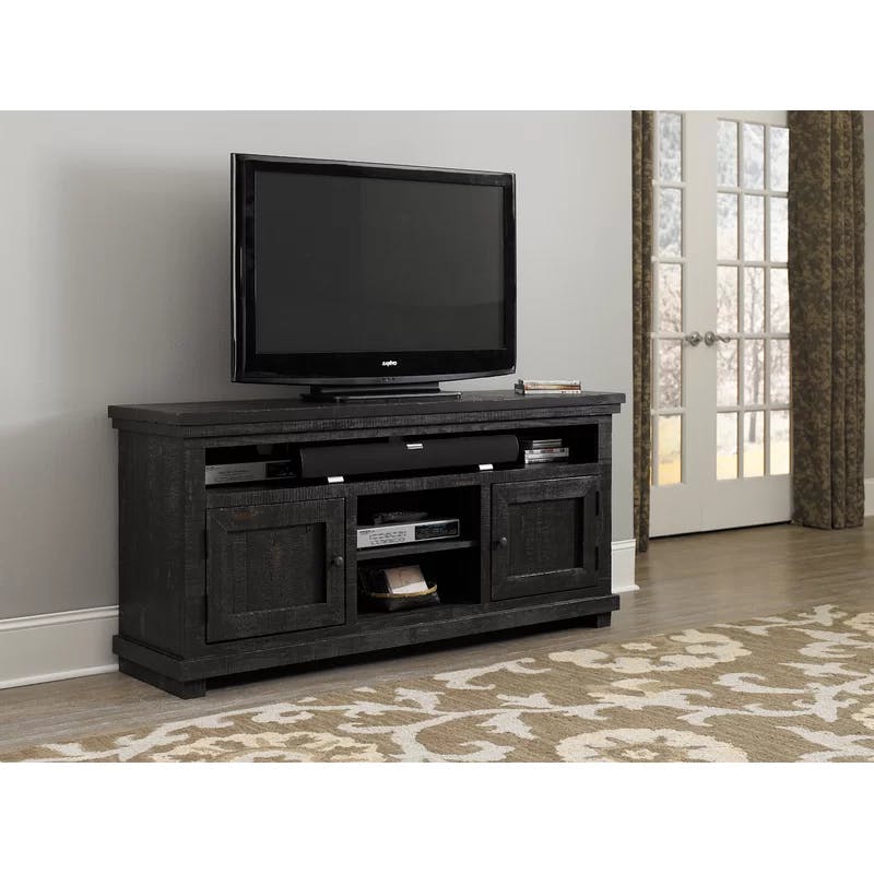 Rustic Black 64" Entertainment Console with Cabinet