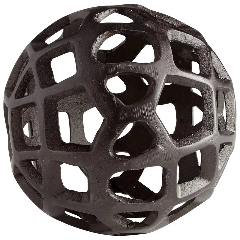 Modern Elegance Brown Geometric Orb Figurine, 6.25"
