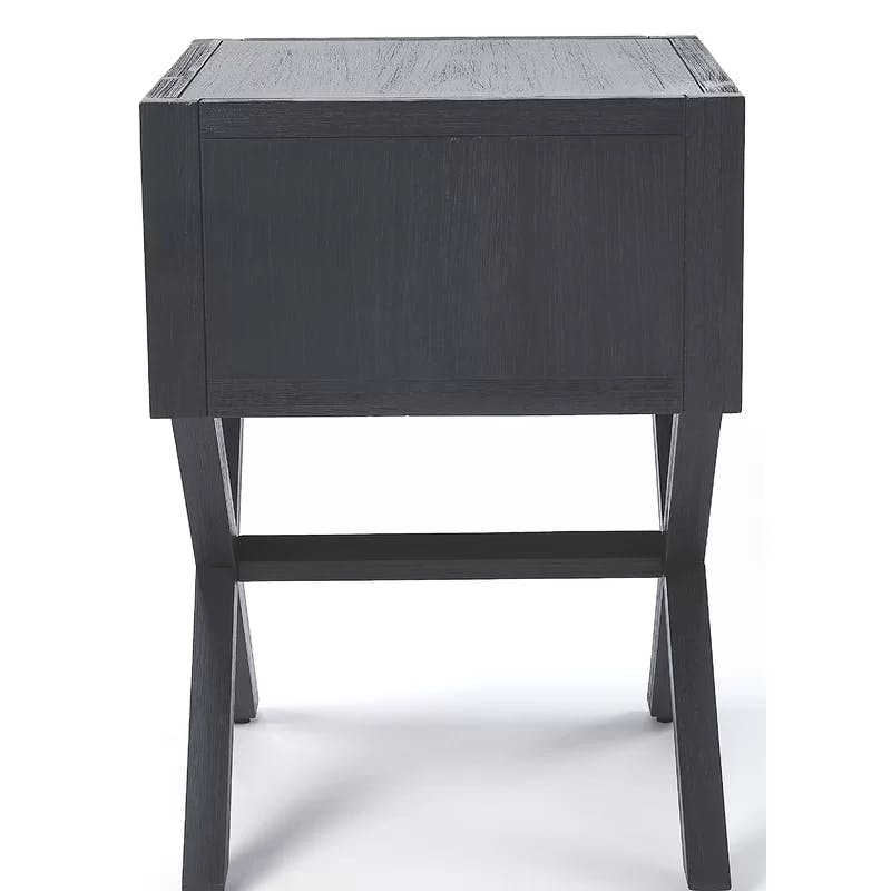 Luxe Navy Blue and Gold 90" Rectangular End Table with Storage