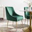 Elegant Green Velvet Upholstered Side Chair with Gold Metal Accents