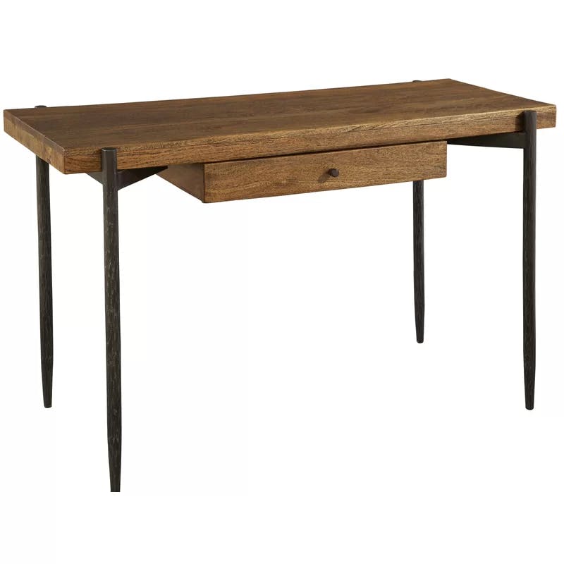 Transitional Industrial Black Writing Desk with Drawer