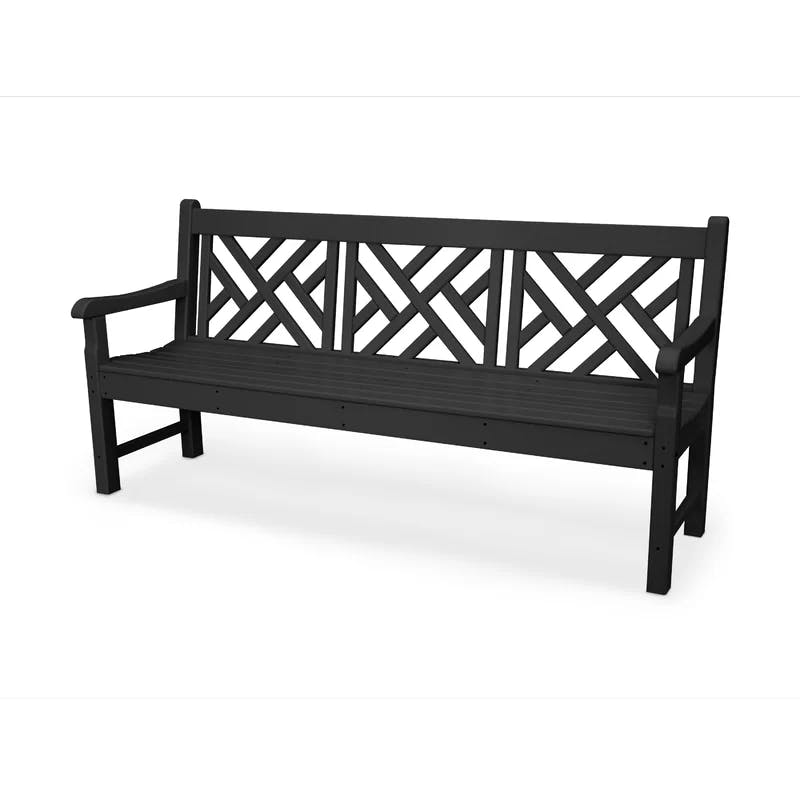 Rockford Chippendale 72" Black Recycled Plastic Outdoor Bench