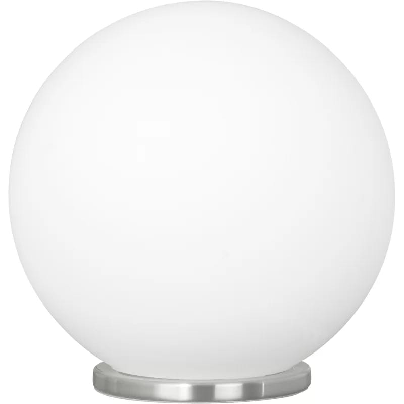 Eglo Rondo 8-Inch Silver Globe Table Lamp with Frosted Opal Shade