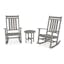 Estate-Style Slate Grey Polywood 3-Piece Rocking Chair Set with Arms