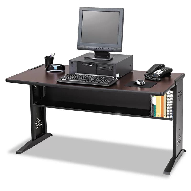 Reversible Black Steel Workstation Cart with Laminate Top, 47.6" x 28"