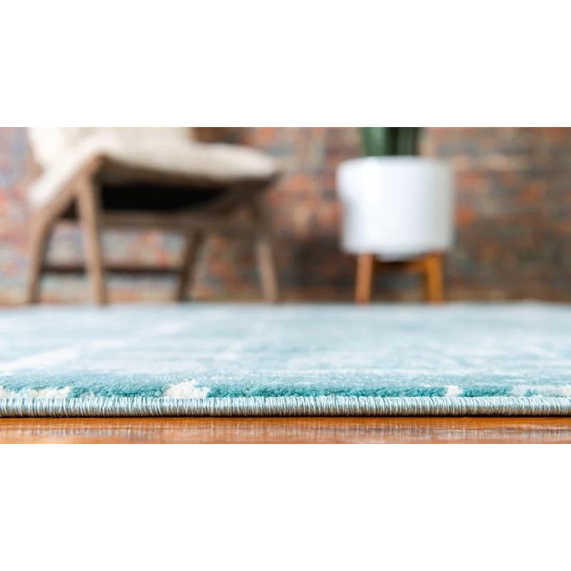 Turquoise Bliss 8x10 Hand-Knotted Wool Blend Modern Area Rug