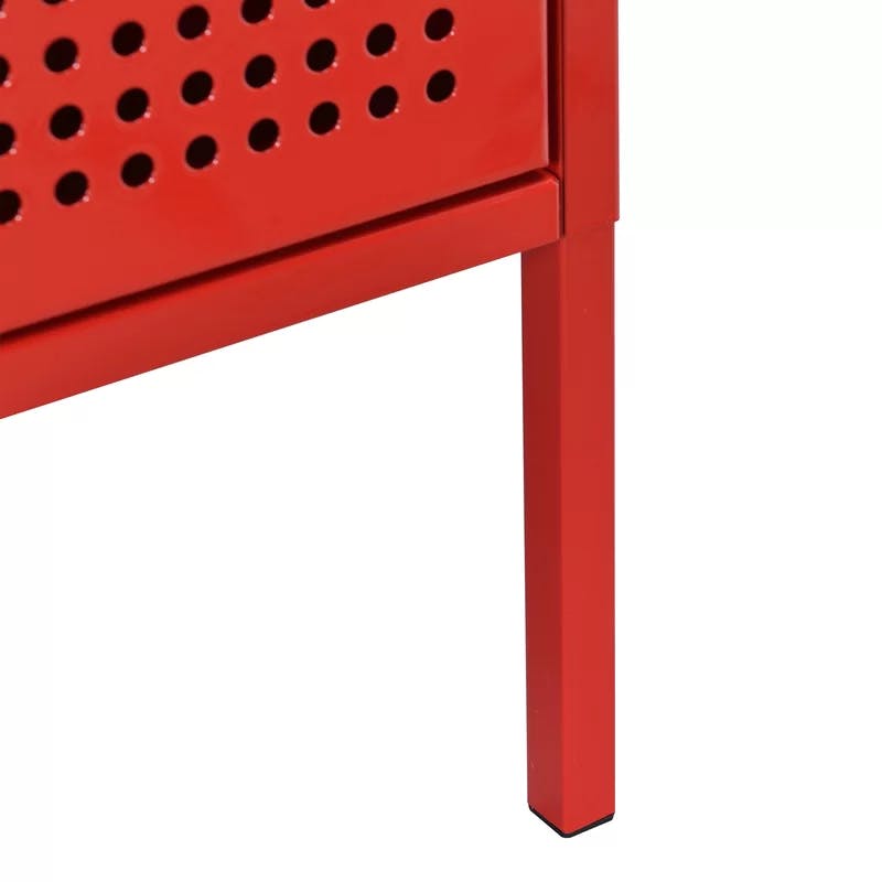 Gemma 19" Red Metal Nightstand with USB Charging Port
