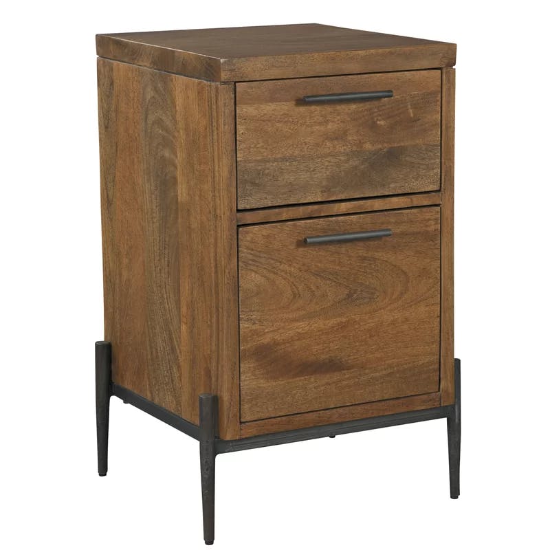 Transitional Mobile Legal Size 2-Drawer Brown File Cabinet