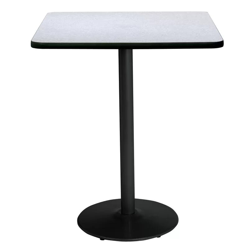 Designer White Square Breakroom Table with Steel Pedestal Base