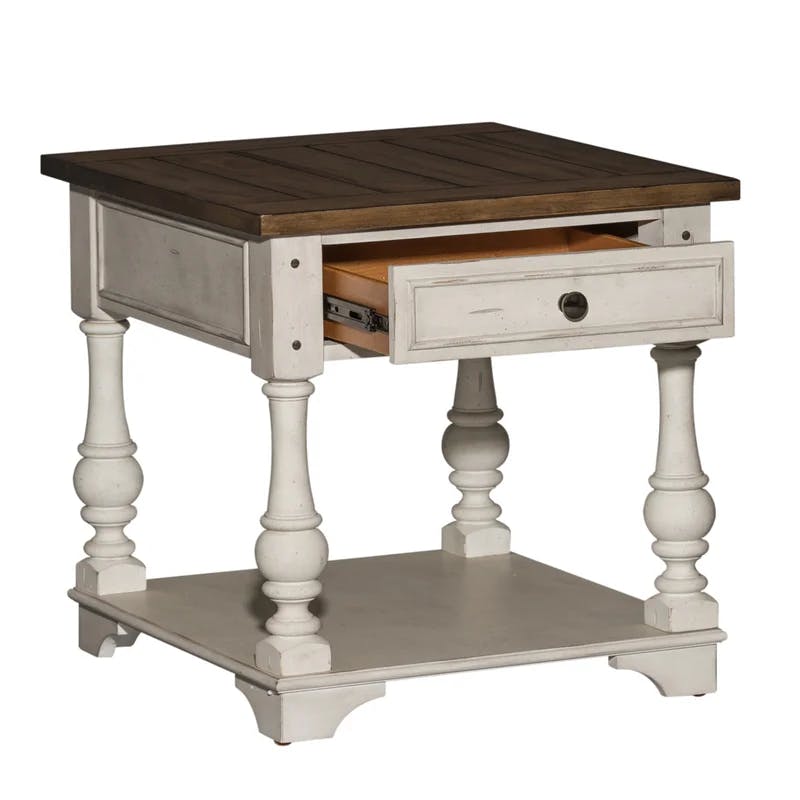 Morgan Creek Antique White and Tobacco 24'' Traditional End Table with Storage