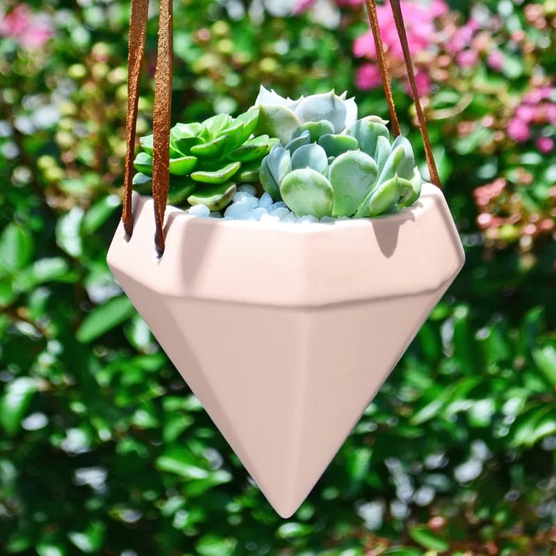 Guilford 4.5" Glam Modern Ceramic Cone Hanging Planter