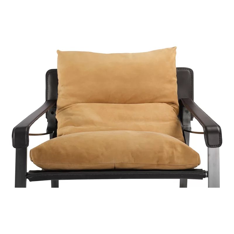Tan Bonded Leather Accent Chair with Iron Frame