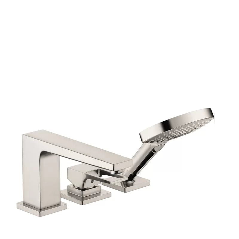 Elegant Brushed Nickel Deck Mounted Roman Tub Faucet with Handshower