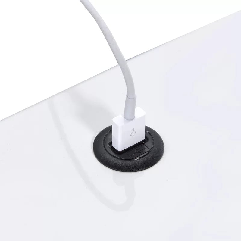 Gemma 19" White Metal Nightstand with USB Port