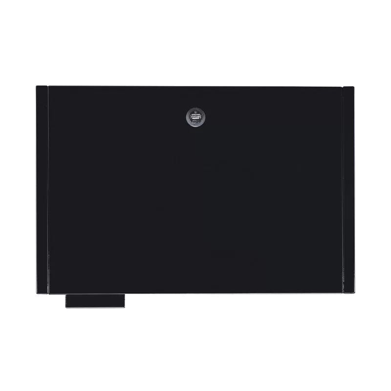 Gemma Black Metal Nightstand with USB Port and Open Shelf