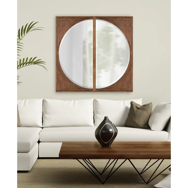 Andover Light Brown Solid Wood Full-Length Arch Mirror