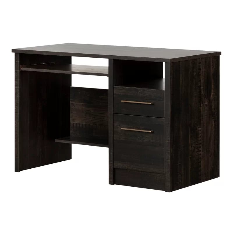 Rubbed Black 53'' Wood Office Desk with Drawer and Filing Cabinet