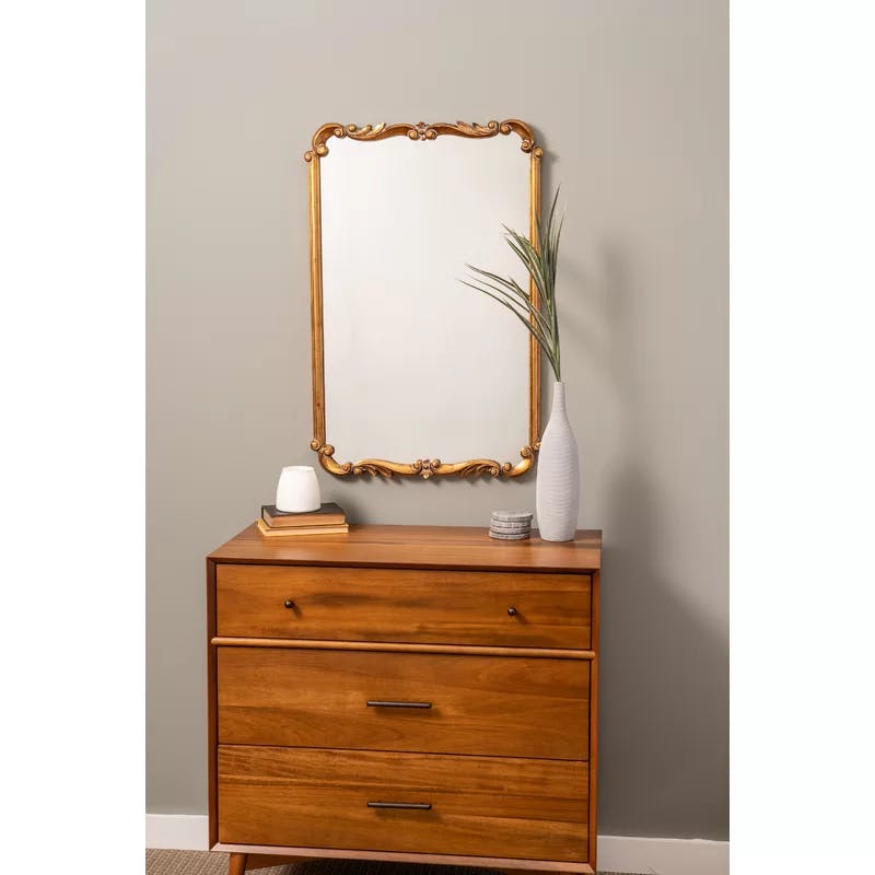 Toulouse Rectangular Traditional Wall Mirror in Antiqued Gold