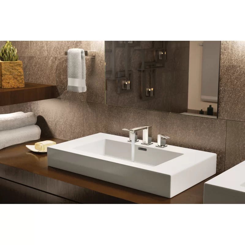 Contemporary Brushed Nickel 16" Widespread Bathroom Faucet