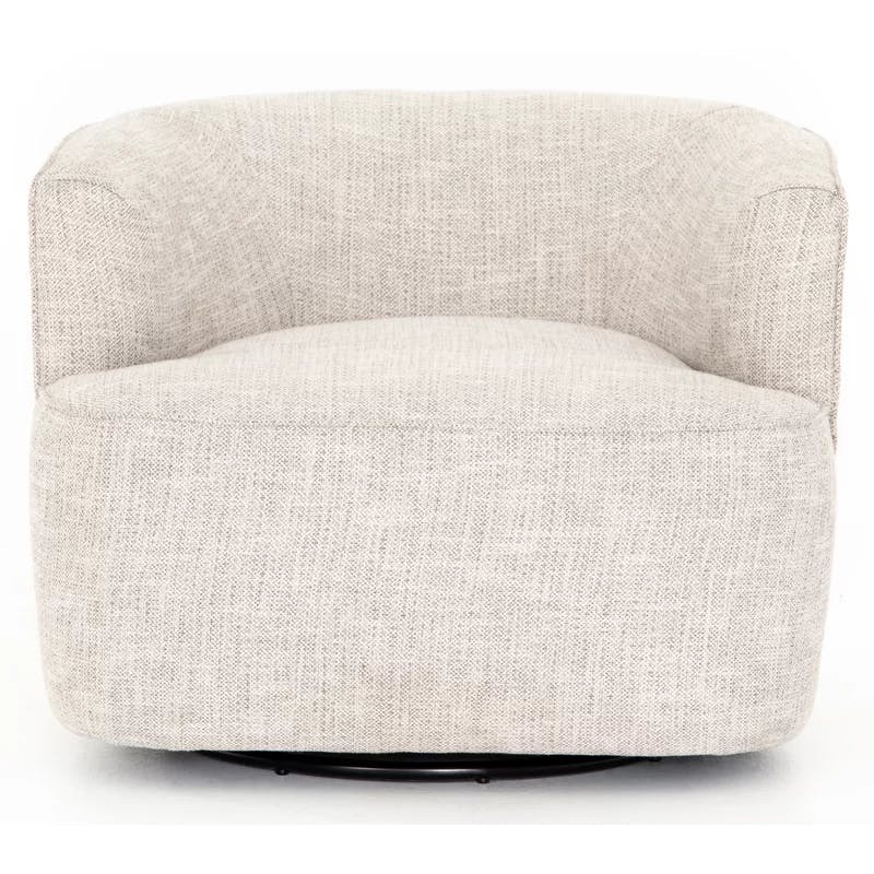 Iona Low-Back Marled Light-Grey Fabric Swivel Chair