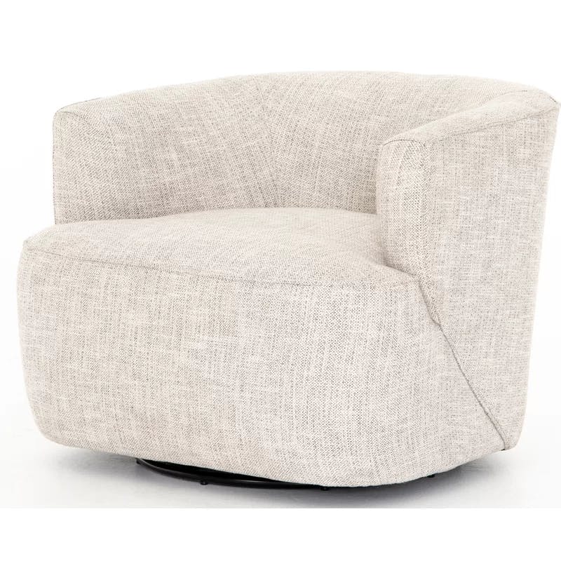 Iona Low-Back Marled Light-Grey Fabric Swivel Chair