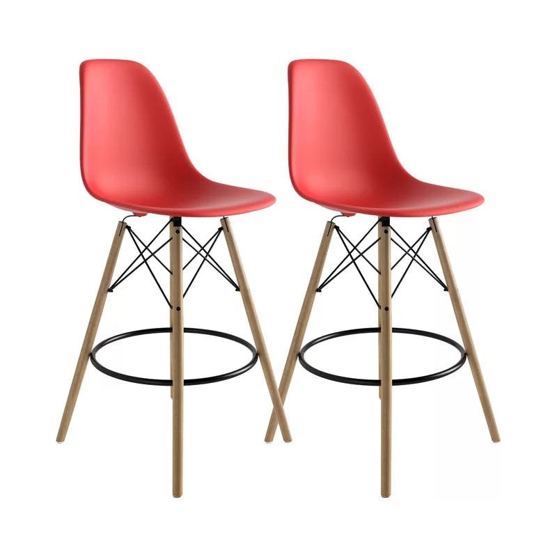 Modern Parisian Acrylic Counter Stool with Wooden Legs - Set of 2