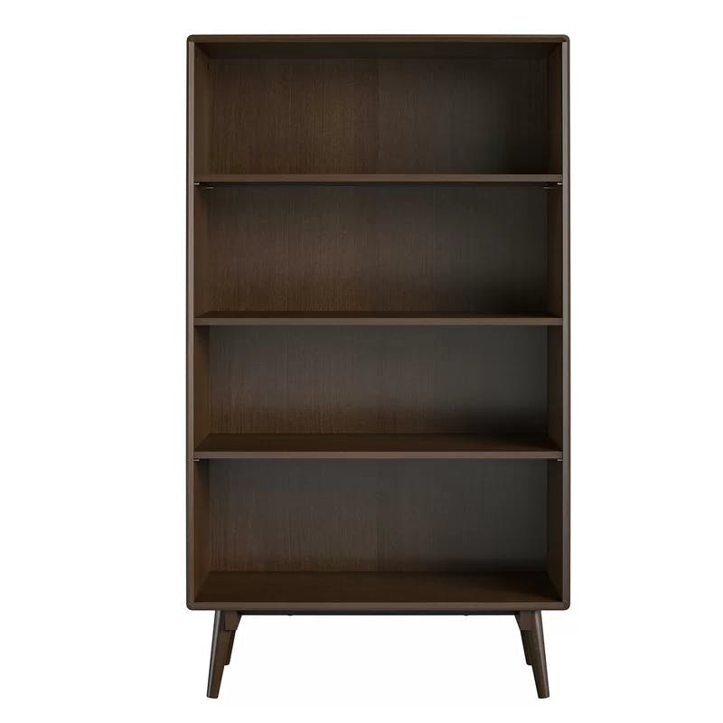 Adjustable Walnut Wood 52'' Mid-Century Modern Bookcase