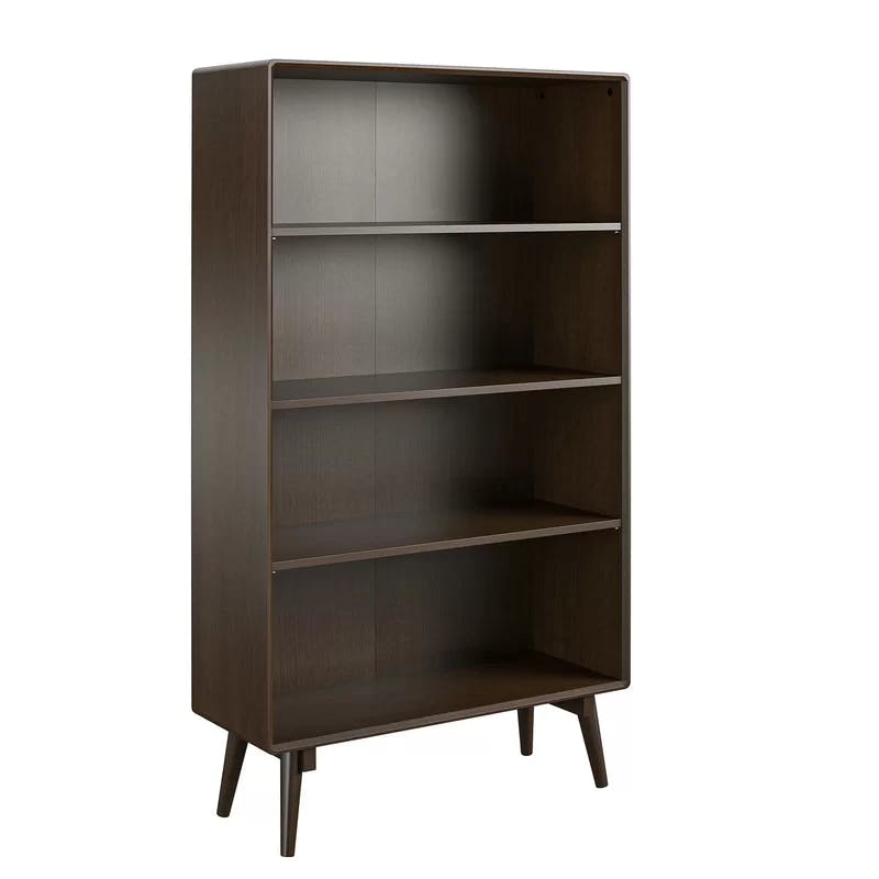 Adjustable Walnut Wood 52'' Mid-Century Modern Bookcase