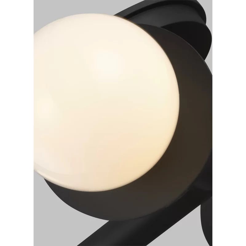 Midnight Black 8-Light Linear Chandelier with Milk White Glass