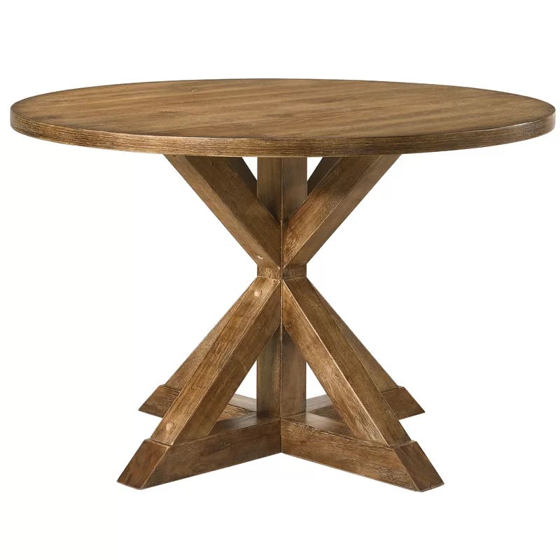 Transitional 48" Reclaimed Weathered Oak Round Dining Table