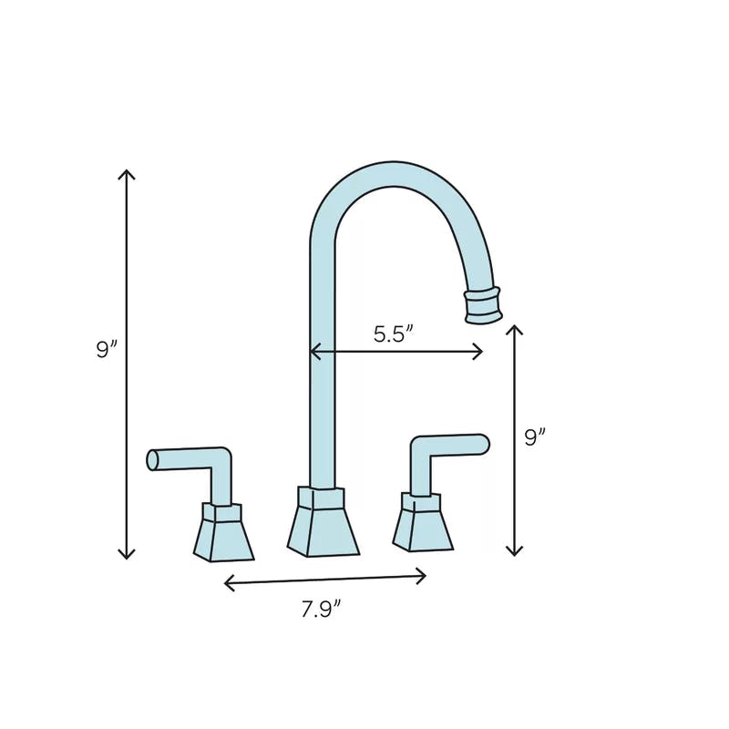 Sleek European 9" Brushed Nickel 2-Handle Widespread Bathroom Faucet