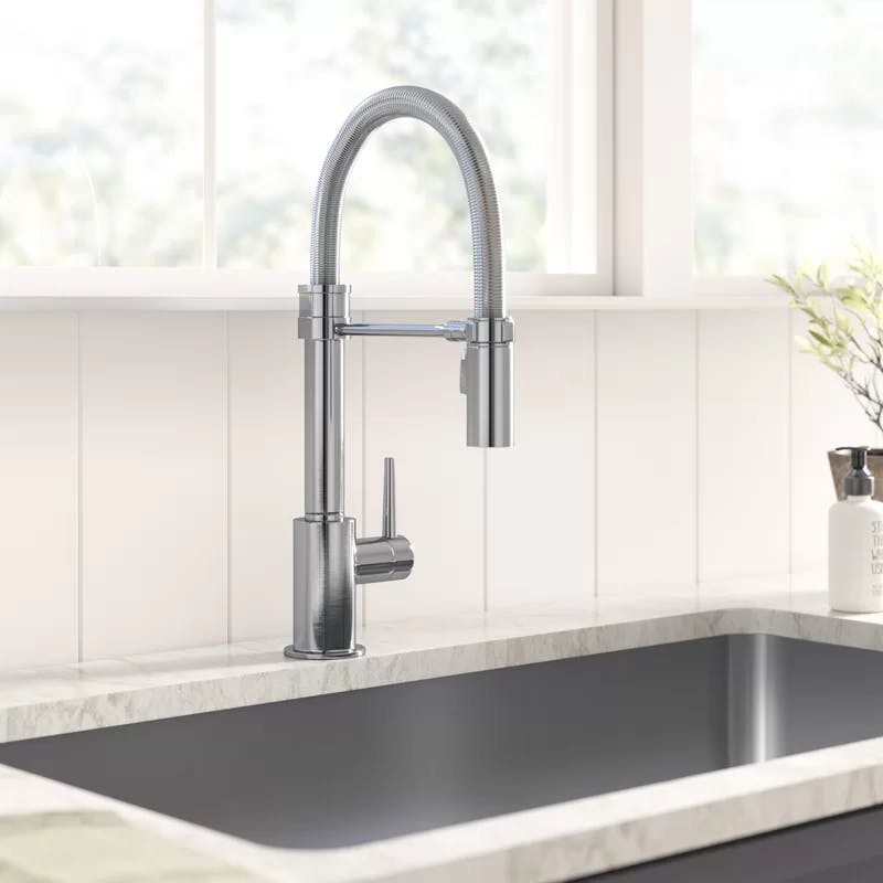 Sleek Chrome Pull-Down Kitchen Faucet with Magnetic Docking
