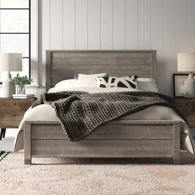 Baja Full/Double Driftwood Grey Solid Pine Platform Bed