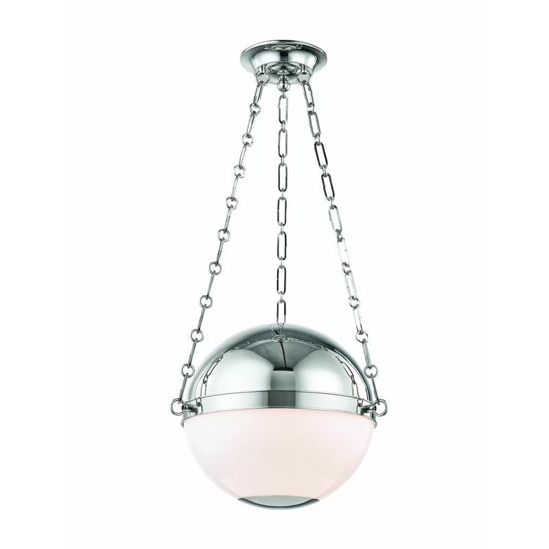 Sophisticated Globe Pendant in Polished Nickel with Opal Glass Shade