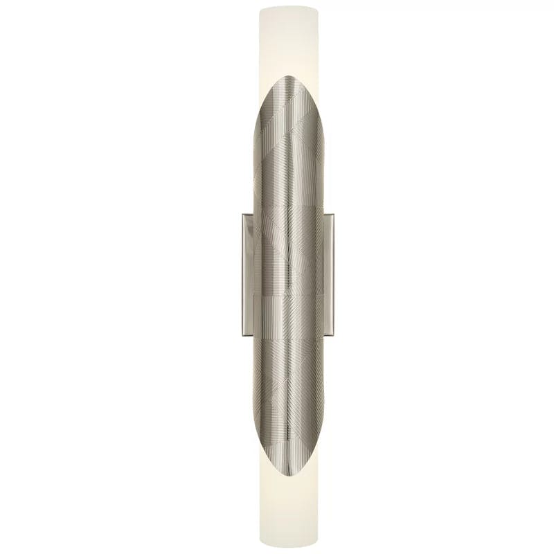 Elegance Polished Nickel Cylinder Sconce with Frosted Glass