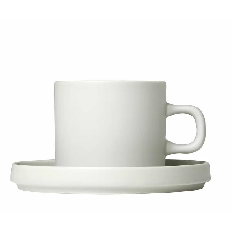 Mio Moonbeam 7 oz Ceramic Coffee Cup & Saucer Set