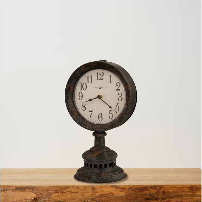 Ardie Antique Black Quartz Mantel Clock with Distressed Dial