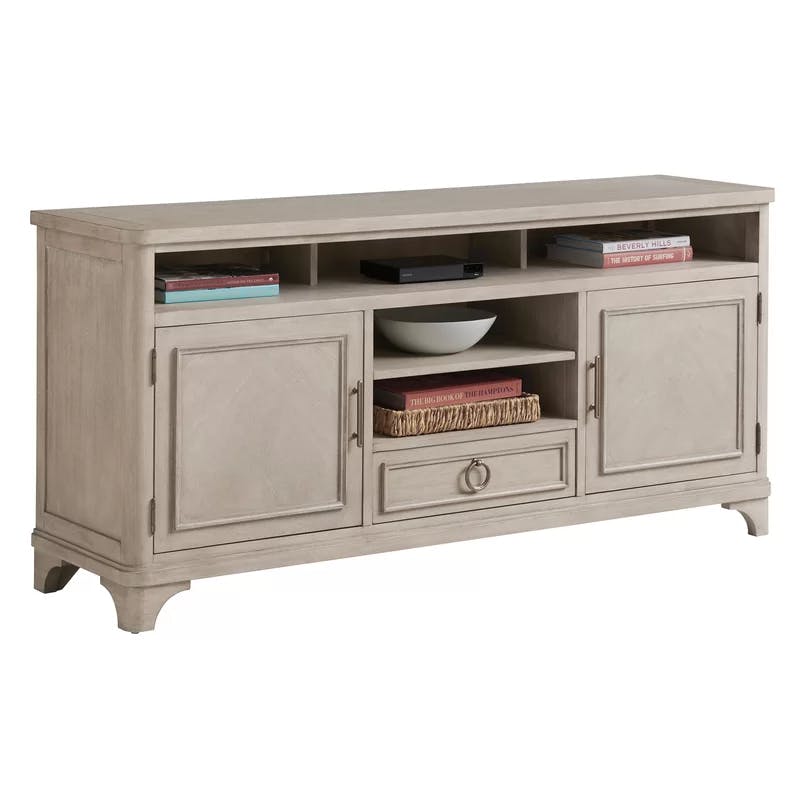 Malibu Transitional 72'' Beige Media Console with Cabinet